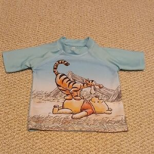 Kids Swim Shirt with Cartoon Print - Blue